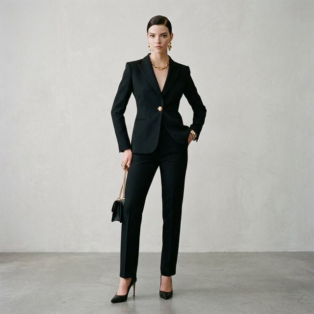 NOIRA model in black pantsuit
