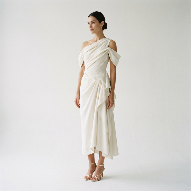 Model in Draped Ivory Midi