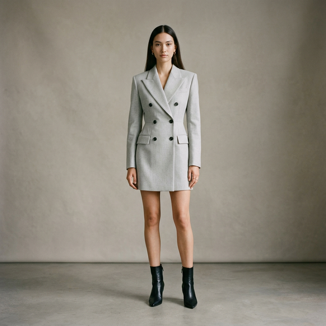 Model in Blazer Mini Dress