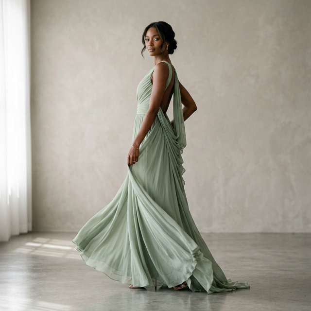 Sage Chiffon Gown